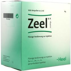 Grüne Medikamentenverpackung mit der Aufschrift "Zeel" für Injektionen.
