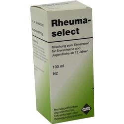 Eine grün-weiße Medikamentenpackung mit der Aufschrift "Rheuma-select".