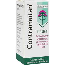 Eine Packung Contramutan-Tropfen zur Behandlung von Erkältungen.