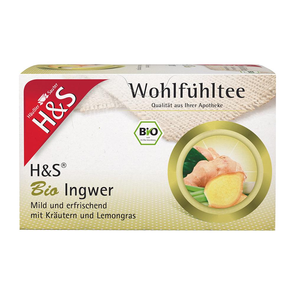Packung Bio Ingwertee mit Zitronengras von H&S, mild und erfrischend.